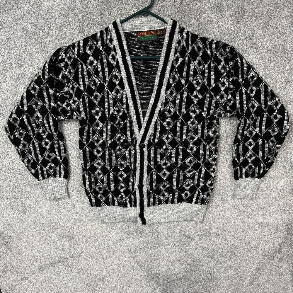 Vintage 80s 90s Oakton Cardigan Sweater L Tall Grandpa Biggie Hip Hop Streetwear